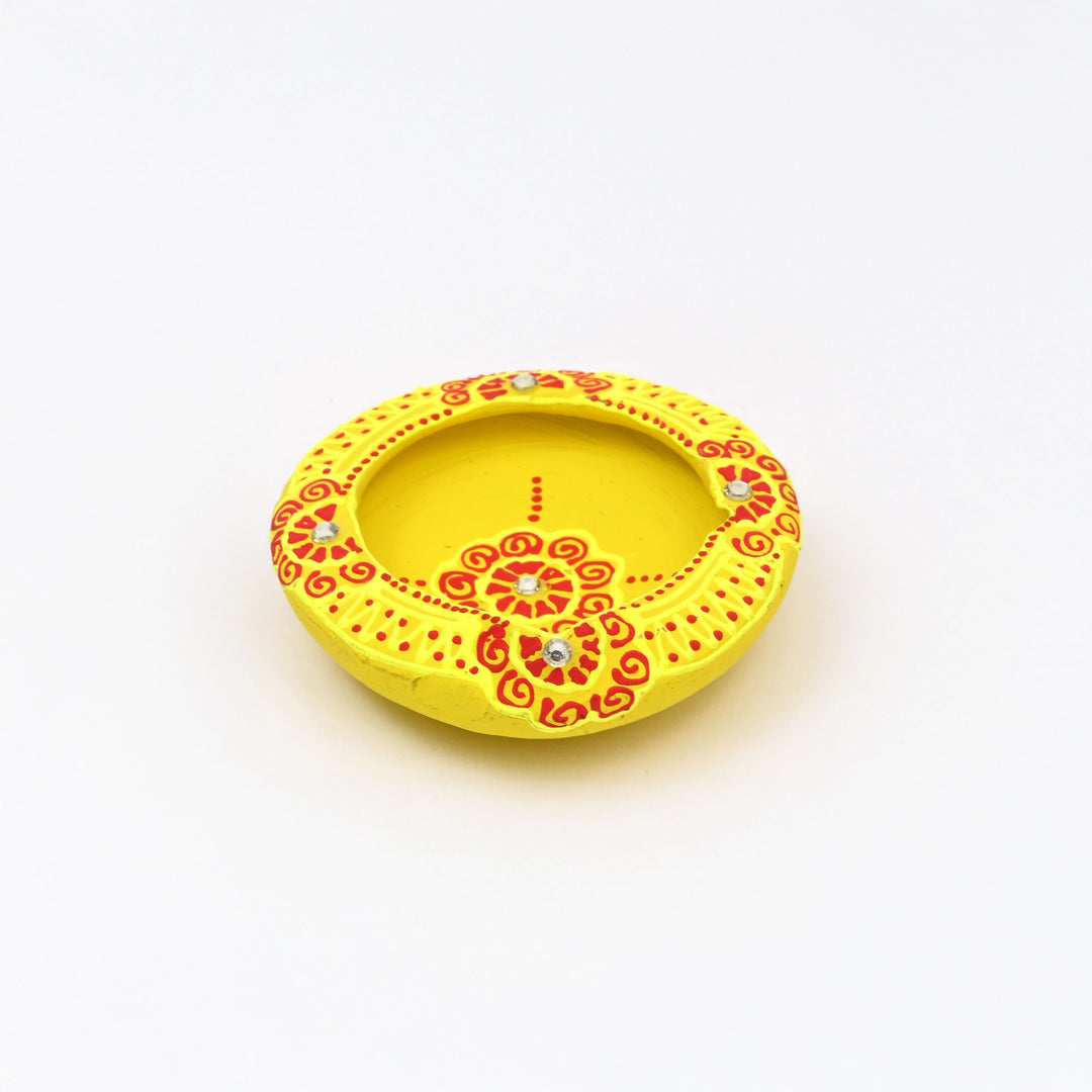 4-Piece Handcrafted Terracotta Flat Diya Set