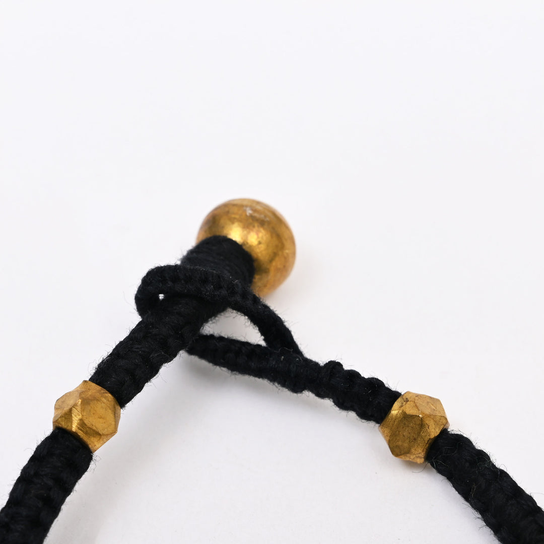 Tribal Brass Bead Necklace - Handmade Cotton Thread Ethnic Jewellery