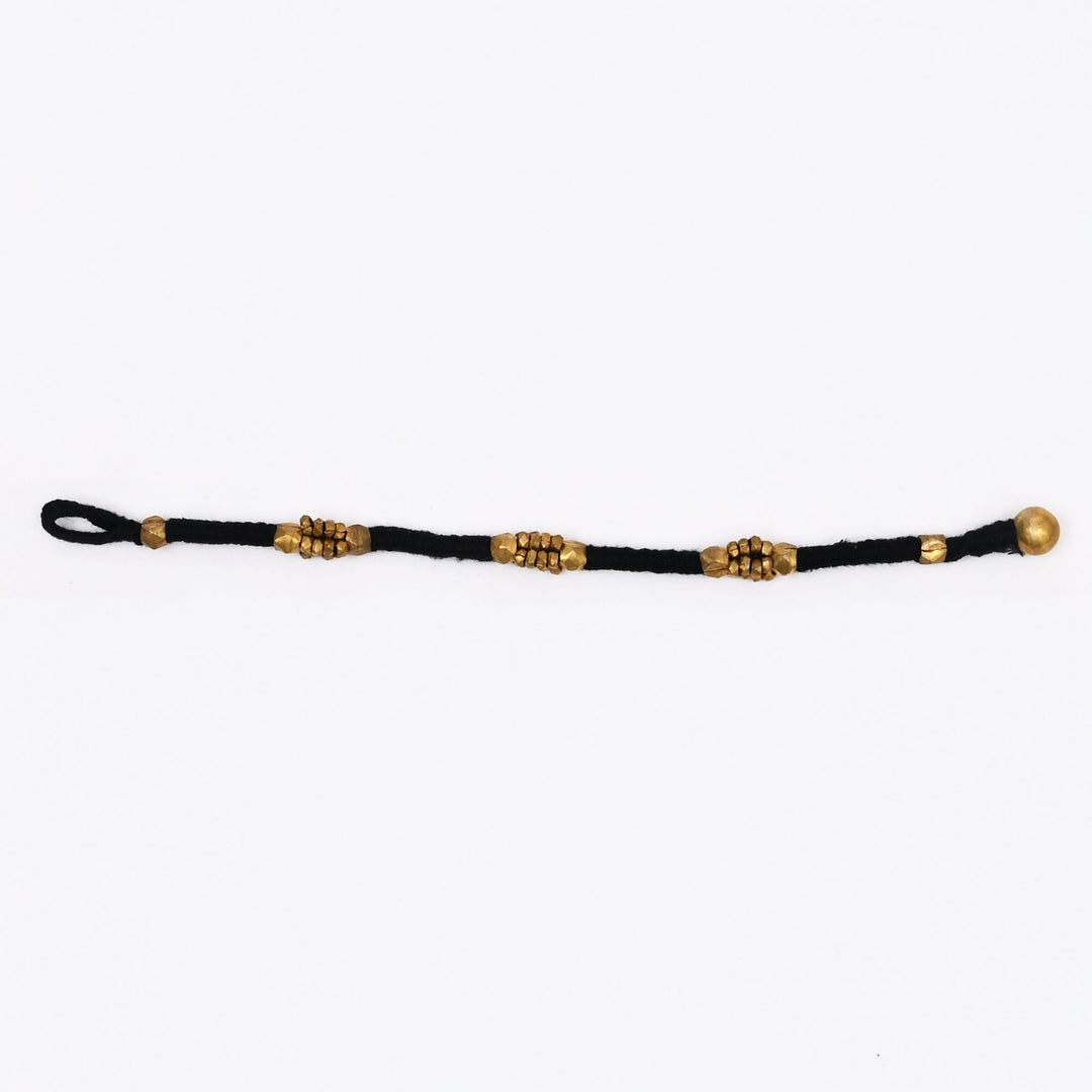 Tribal Brass Bead Necklace - Handmade Cotton Thread Ethnic Jewellery