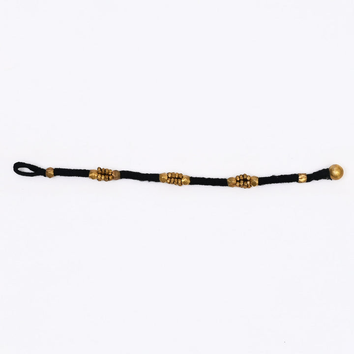 Tribal Brass Bead Necklace - Handmade Cotton Thread Ethnic Jewellery