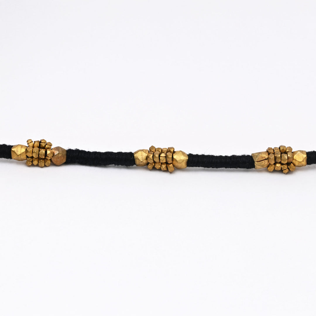 Tribal Brass Bead Necklace - Handmade Cotton Thread Ethnic Jewellery