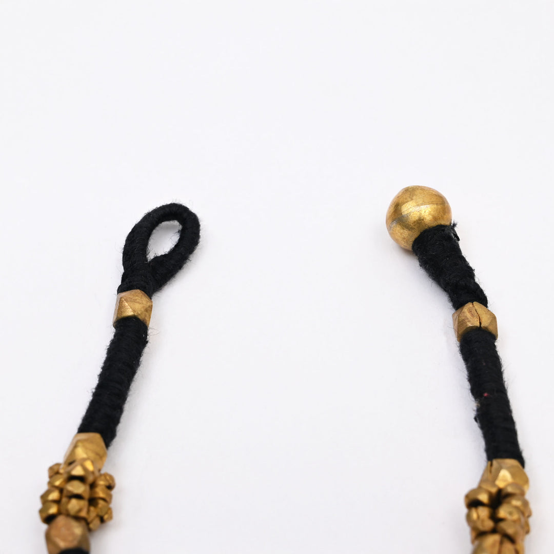 Tribal Brass Bead Necklace - Handmade Cotton Thread Ethnic Jewellery