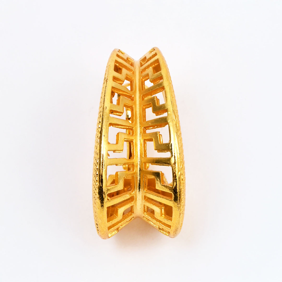 Textured Gold-Plated Greek Key Hoop Earrings