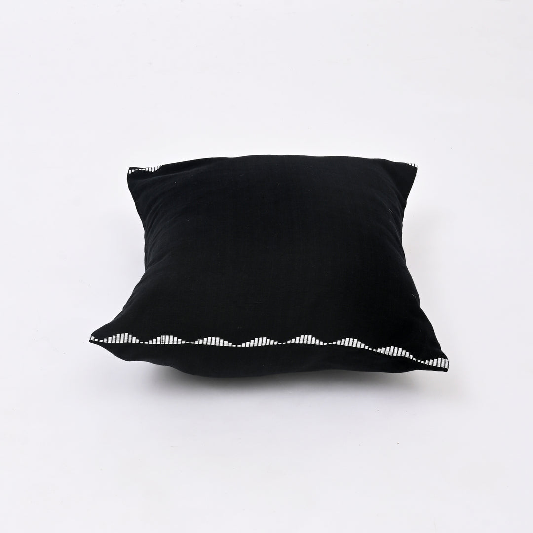 Black Cotton Pillow Cover - Multicolour Embroidery