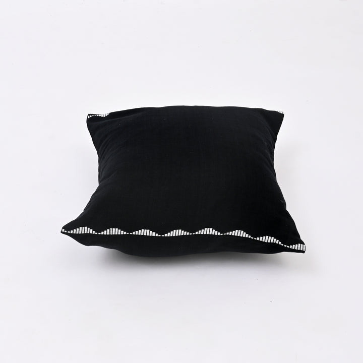 Black Cotton Pillow Cover - Multicolour Embroidery