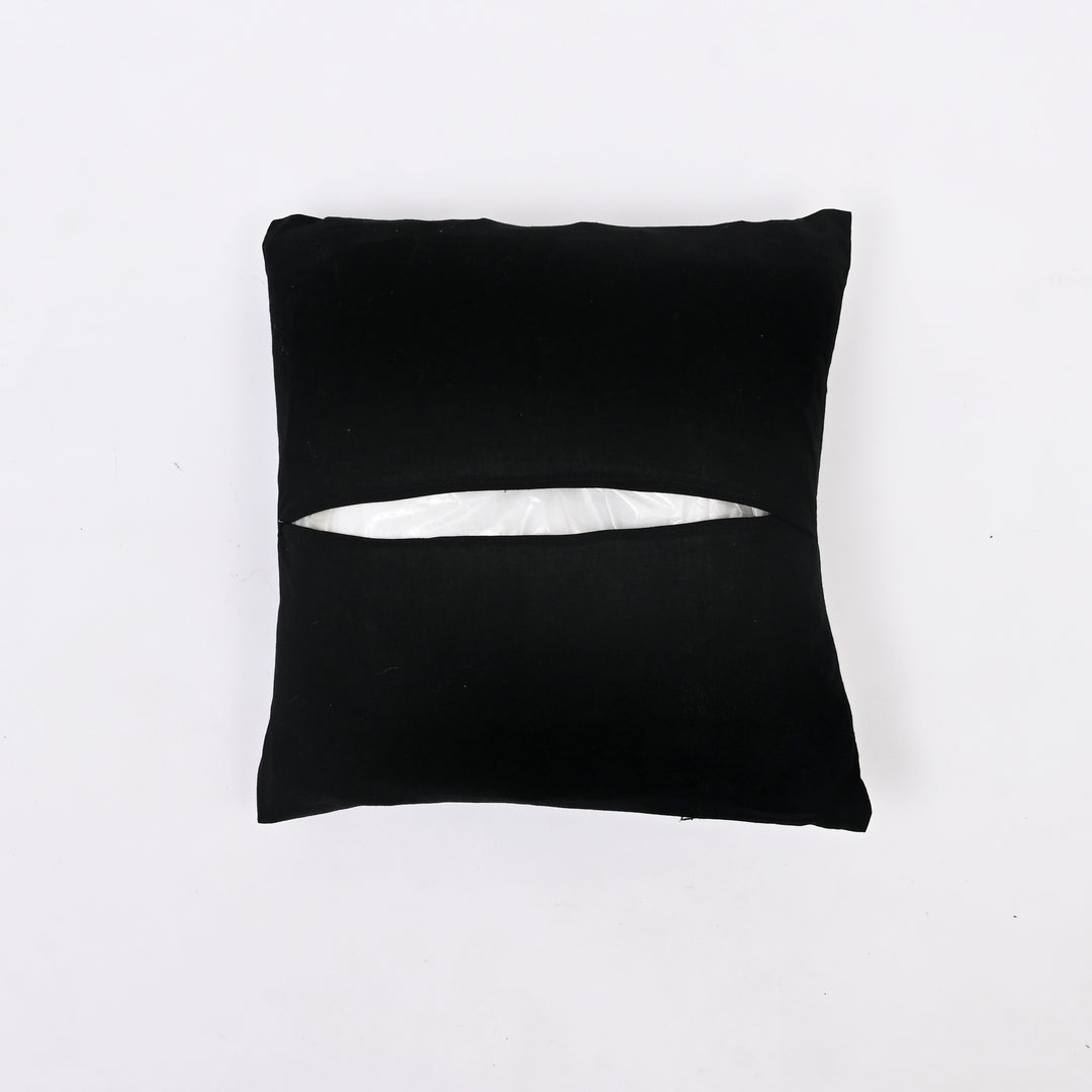 Black Cotton Pillow Cover - Multicolour Embroidery