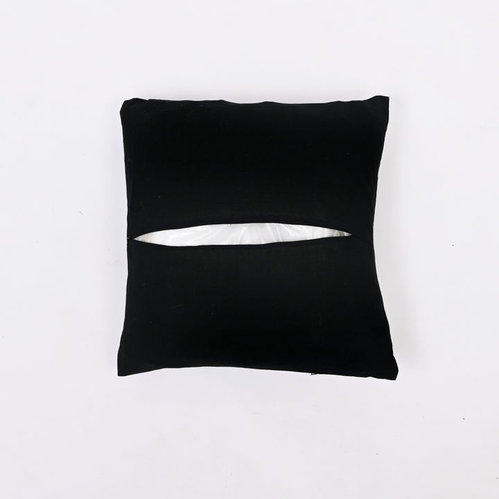 Black Cotton Pillow Cover - Multicolour Embroidery