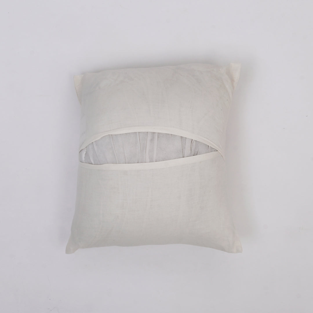 White Cotton Pillow Cover - Multicolour Embroidery