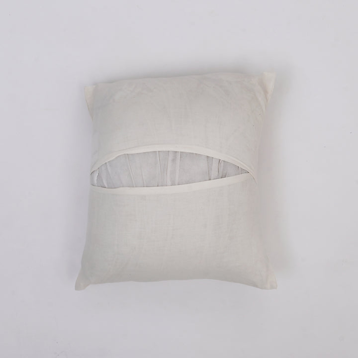 White Cotton Pillow Cover - Multicolour Embroidery