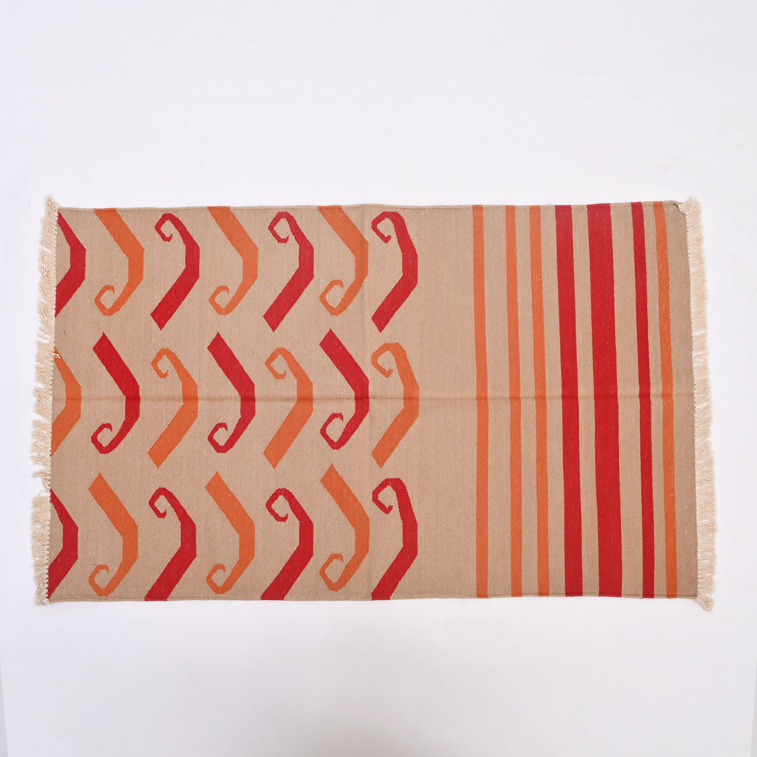 Paisley Stripe Handwoven Cotton Rug