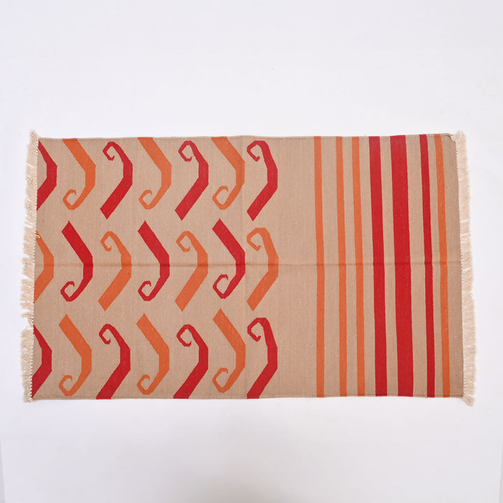 Paisley Stripe Handwoven Cotton Rug