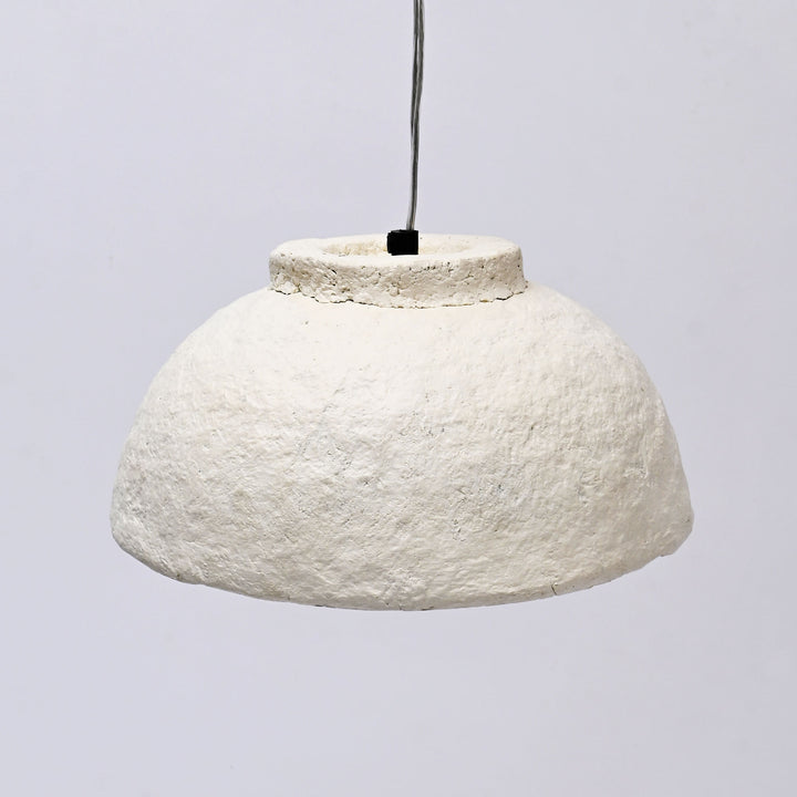 White Handcrafted Paper Mache Pendant Lamp – Eco-Friendly Hanging Light