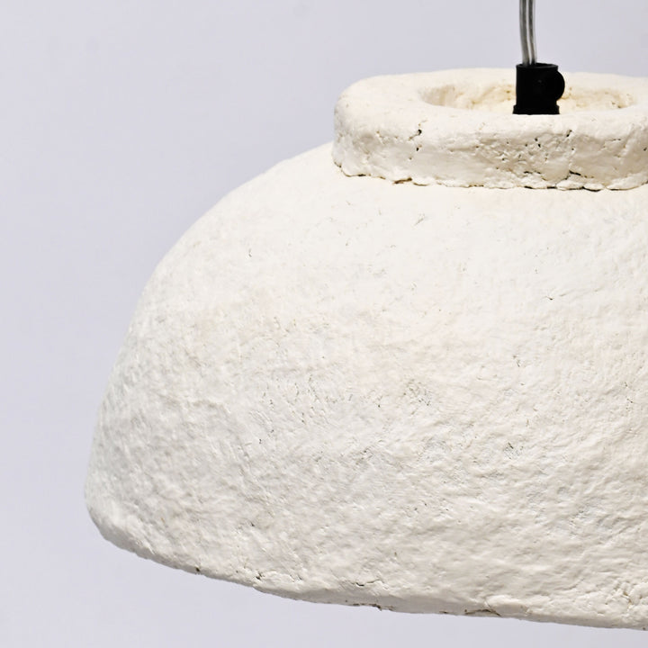 White Handcrafted Paper Mache Pendant Lamp – Eco-Friendly Hanging Light