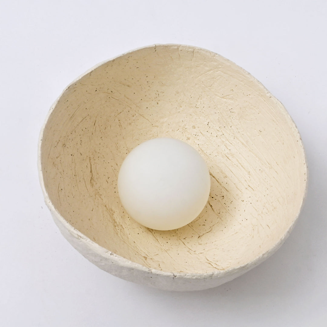 White Handcrafted Paper Mache Pendant Lamp – Eco-Friendly Hanging Light