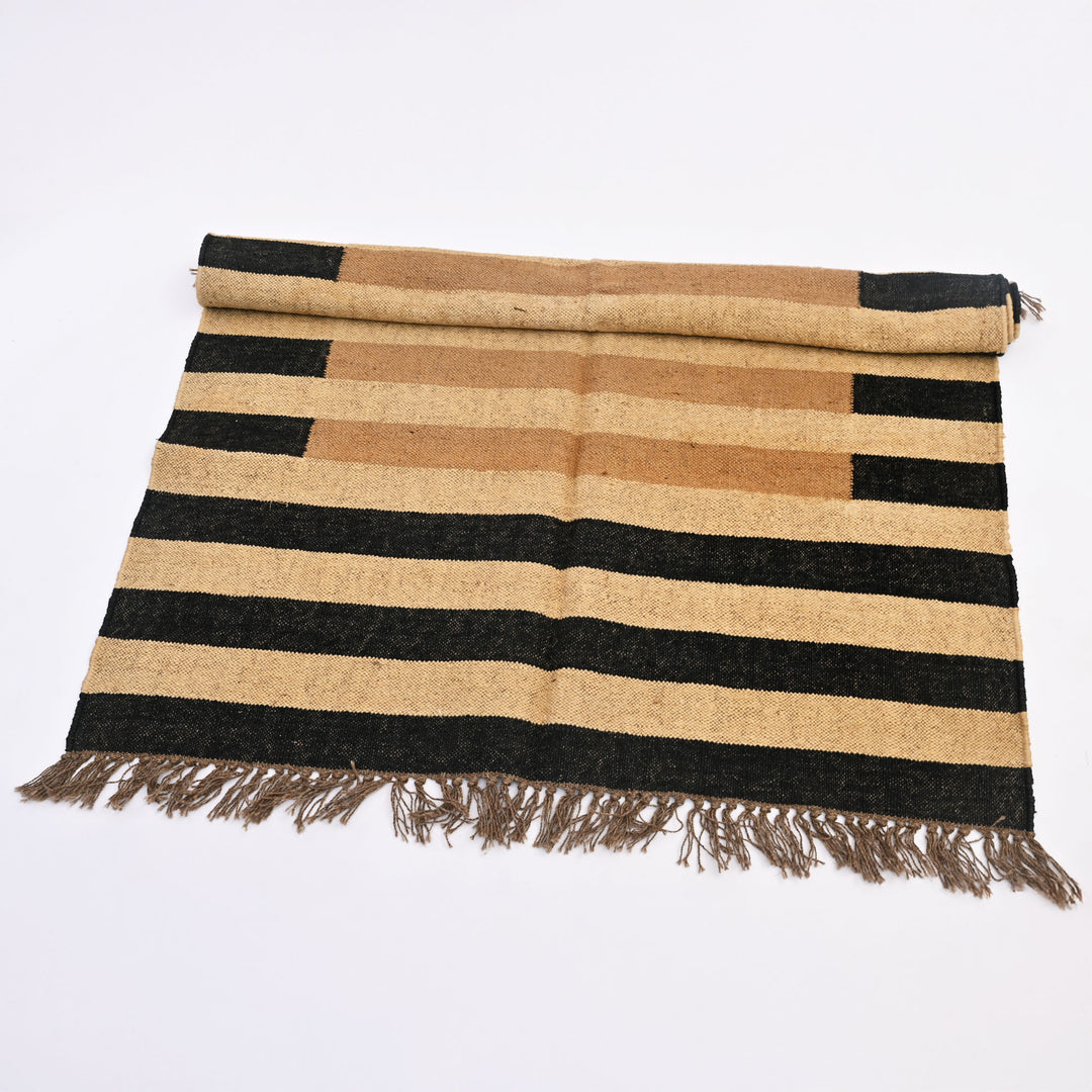 Earth-Band Minimalist Handwoven Jute Rug
