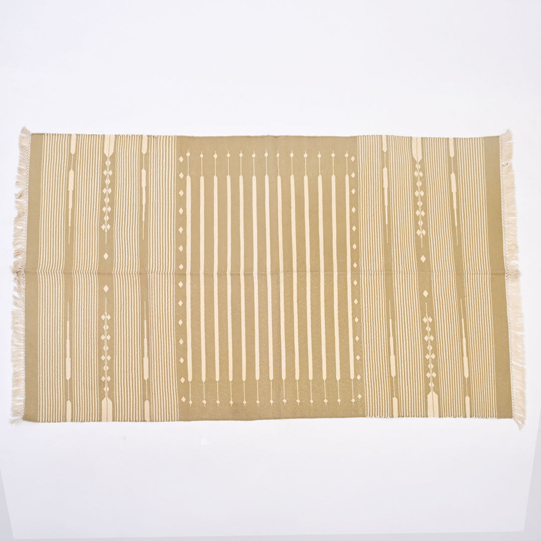 Striped Neutral Handwoven Cotton Rug