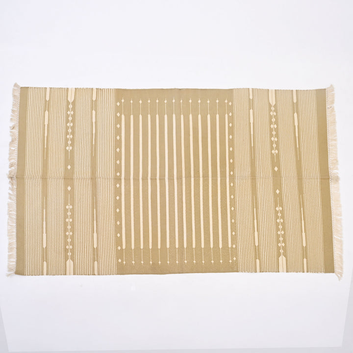 Striped Neutral Handwoven Cotton Rug