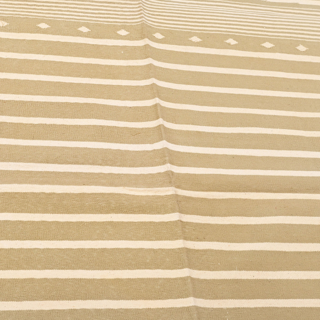 Striped Neutral Handwoven Cotton Rug