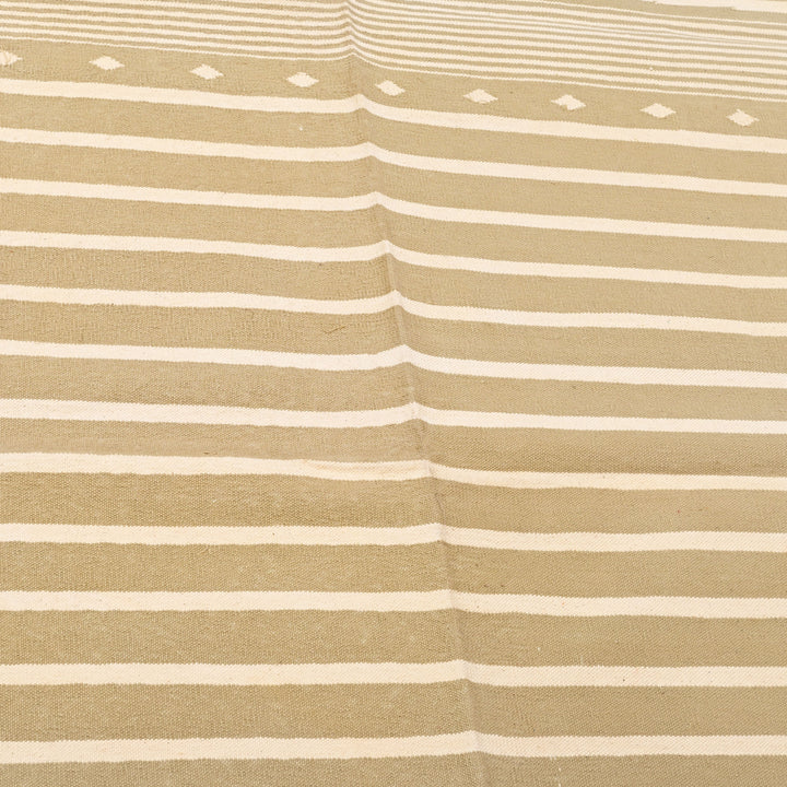 Striped Neutral Handwoven Cotton Rug