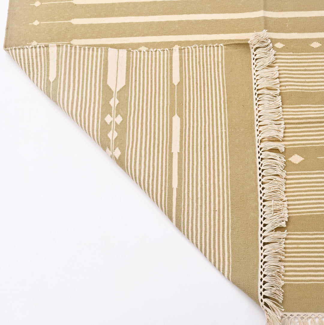 Striped Neutral Handwoven Cotton Rug
