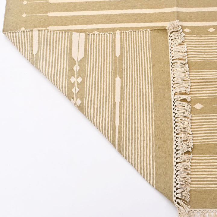 Striped Neutral Handwoven Cotton Rug