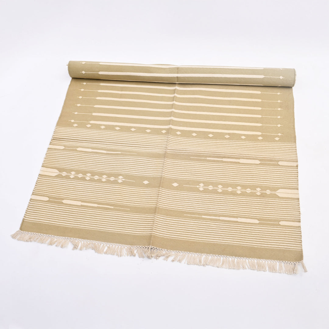 Striped Neutral Handwoven Cotton Rug