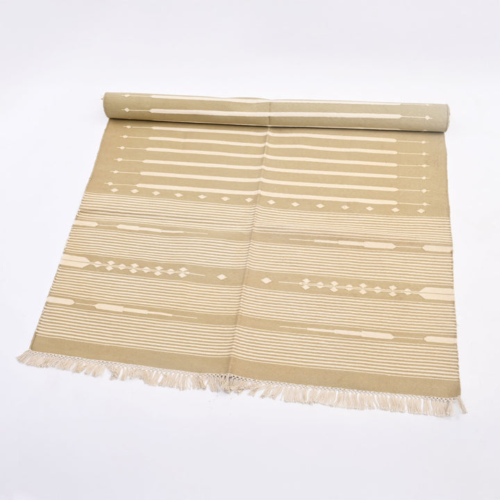Striped Neutral Handwoven Cotton Rug