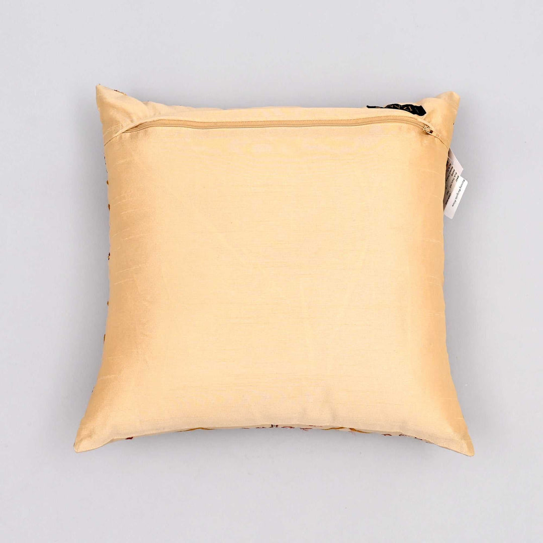 Marigold Morning Embroidered Pillow Cover | Handcrafted 16x16 Aari Stitch Glow