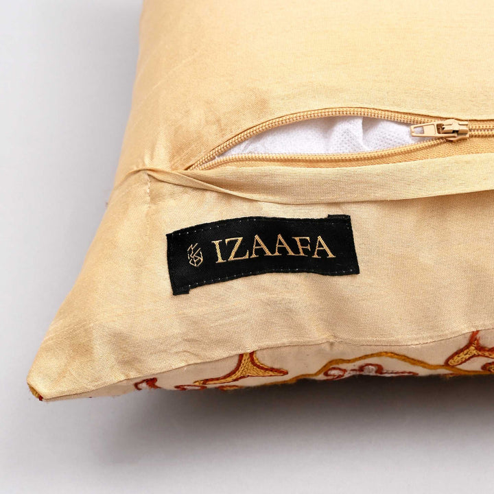 Marigold Morning Embroidered Pillow Cover | Handcrafted 16x16 Aari Stitch Glow