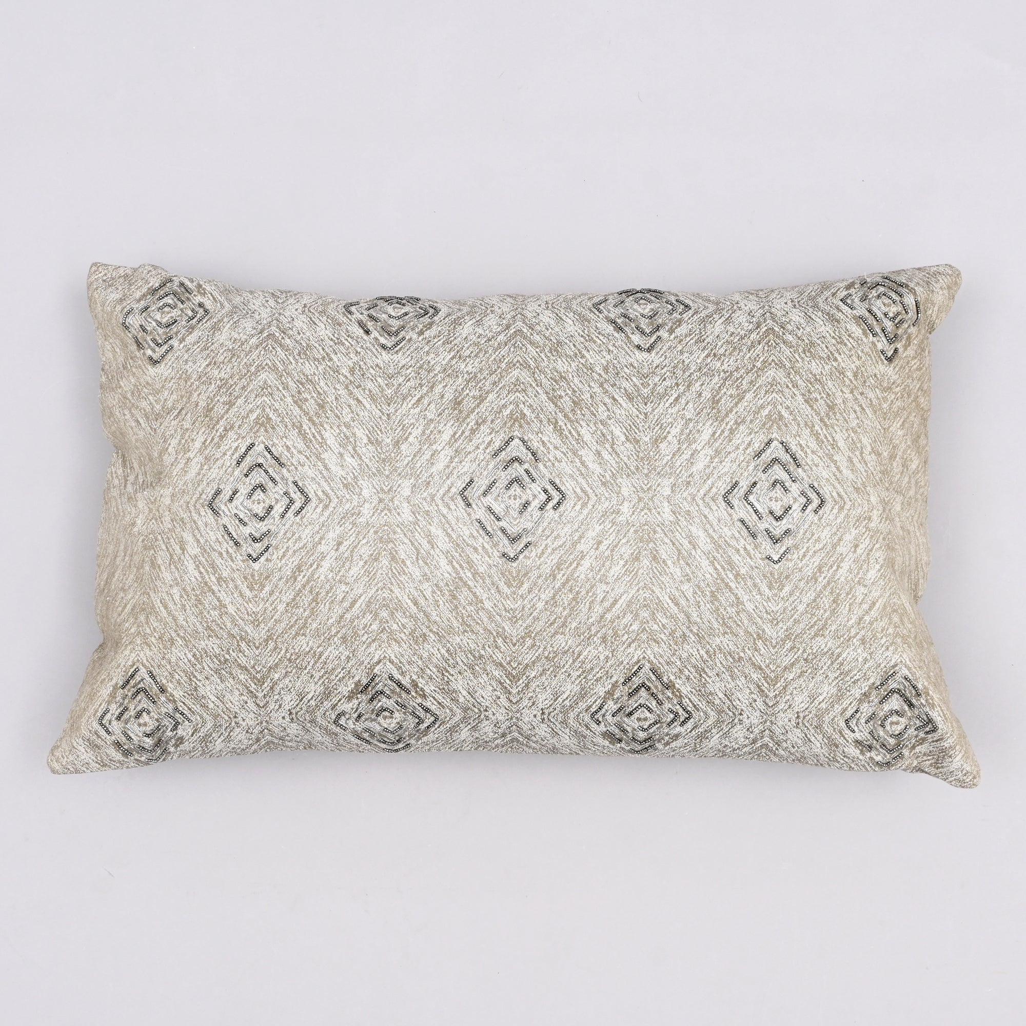 Moody Allure Sombre Sky Pillow Cover | Hand-Beaded 16x26 Lumbar Charm