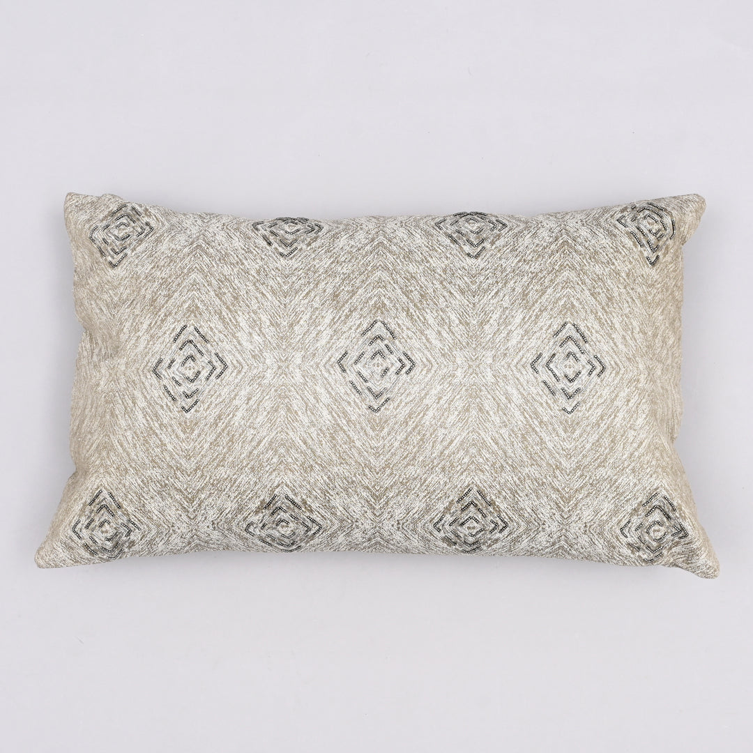 Moody Allure Sombre Sky Pillow Cover | Hand-Beaded 16x26 Lumbar Charm