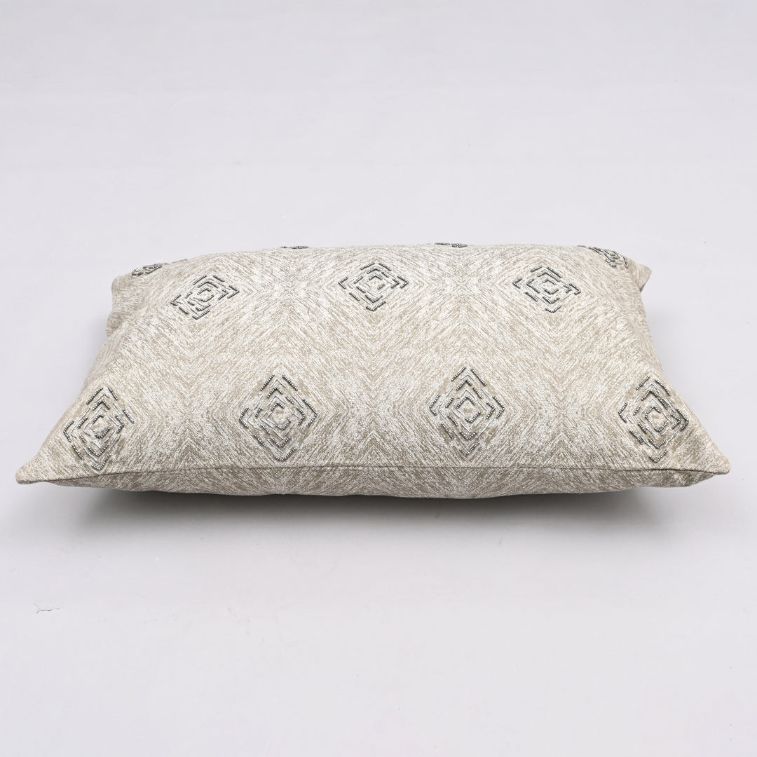 Moody Allure Sombre Sky Pillow Cover | Hand-Beaded 16x26 Lumbar Charm