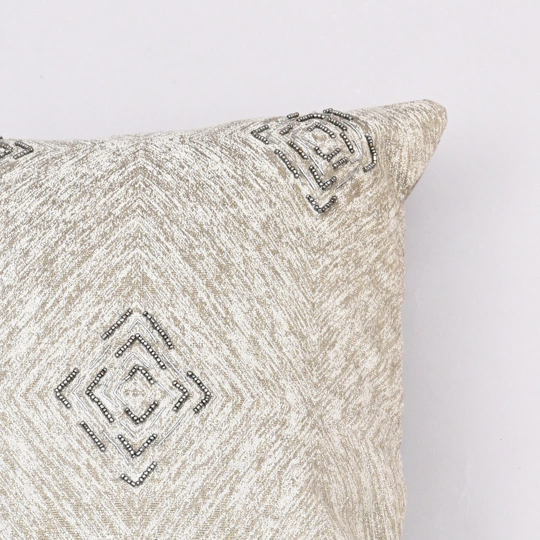Moody Allure Sombre Sky Pillow Cover | Hand-Beaded 16x26 Lumbar Charm