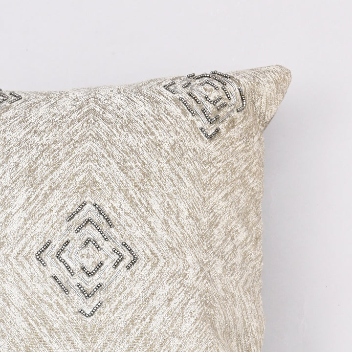 Moody Allure Sombre Sky Pillow Cover | Hand-Beaded 16x26 Lumbar Charm