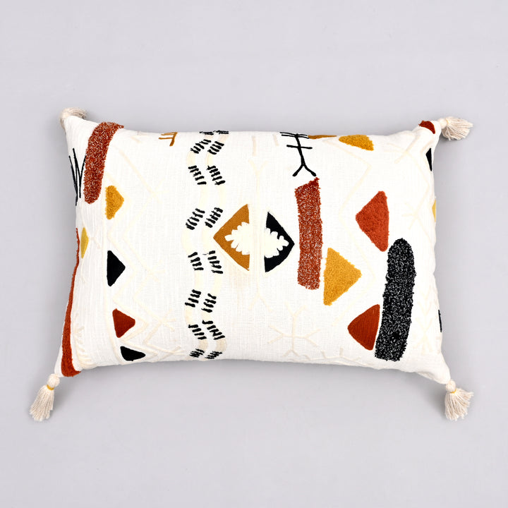 Moroccan Mosaic Pillow Cover | Hand-Embroidered 16x24 Textured Treasure