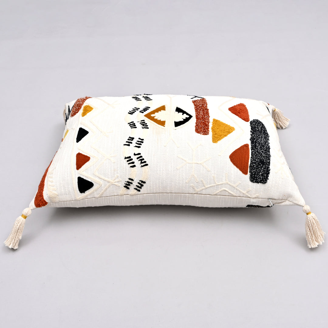 Moroccan Mosaic Pillow Cover | Hand-Embroidered 16x24 Textured Treasure