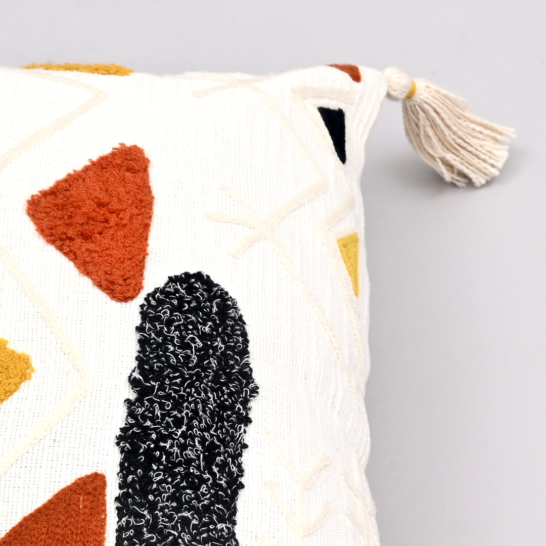 Moroccan Mosaic Pillow Cover | Hand-Embroidered 16x24 Textured Treasure