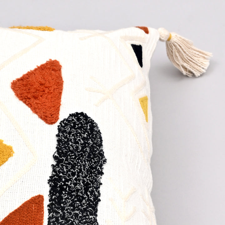 Moroccan Mosaic Pillow Cover | Hand-Embroidered 16x24 Textured Treasure