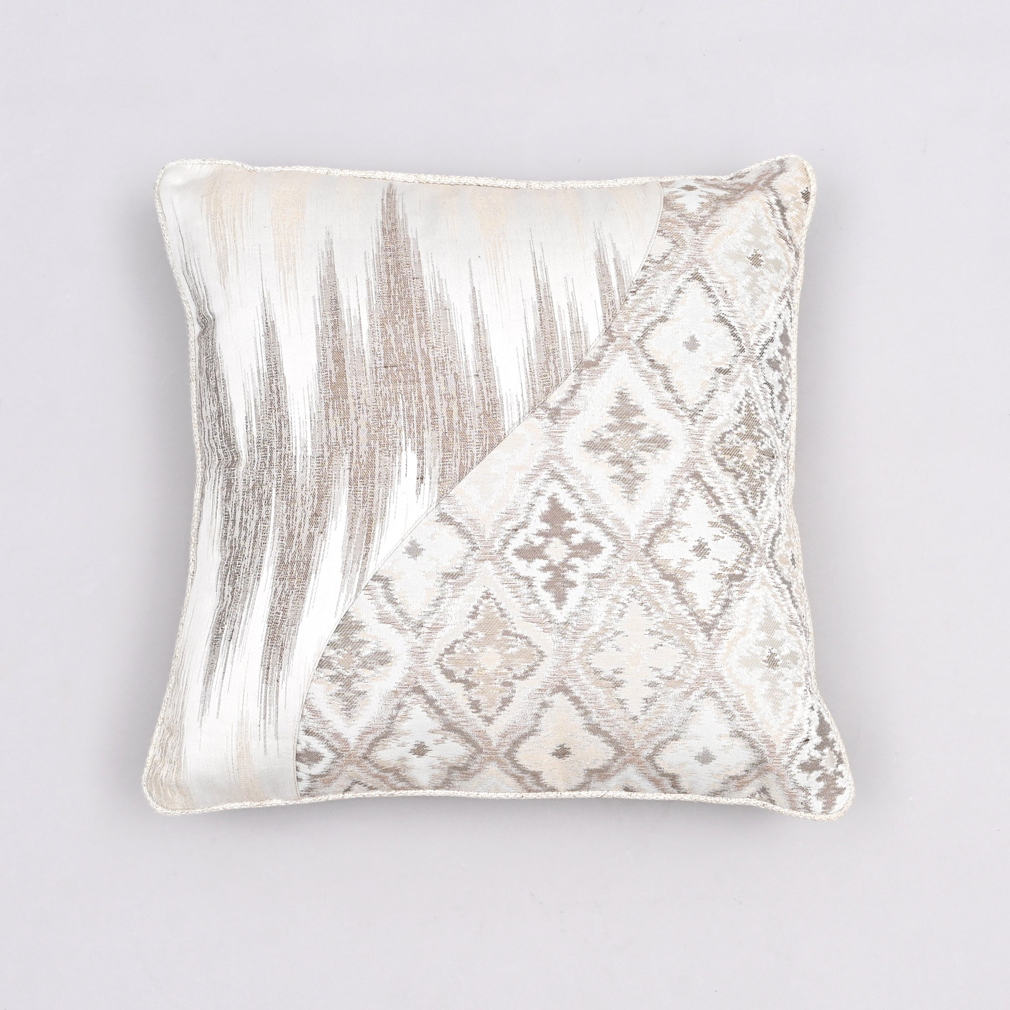 Vivid Medley Silk Pillow Cover | Handwoven 18x18 Jacquard Pattern Fusion