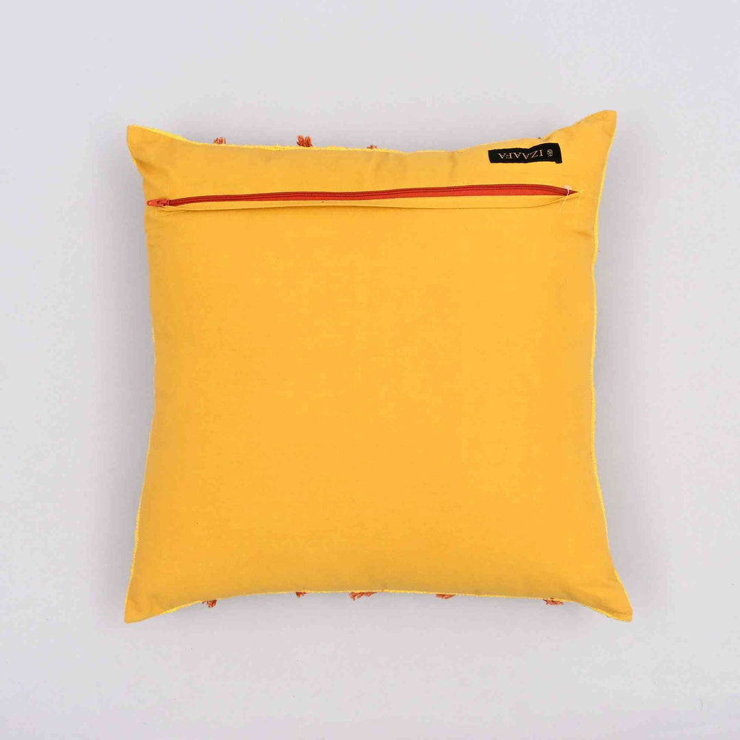 Diamond Depths Embroidered Pillow Cover | Hand-Tufted 18x18 Cotton Treasure