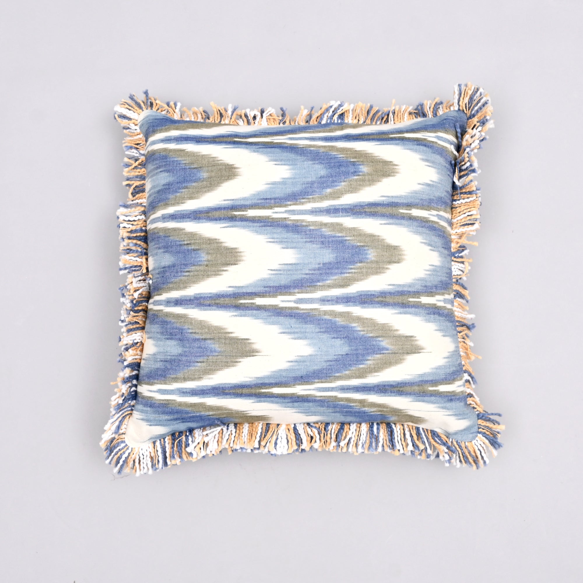 Blue Horizon Hillock Pillow Cover | Handwoven 18x18 Eco-Silk Serenity