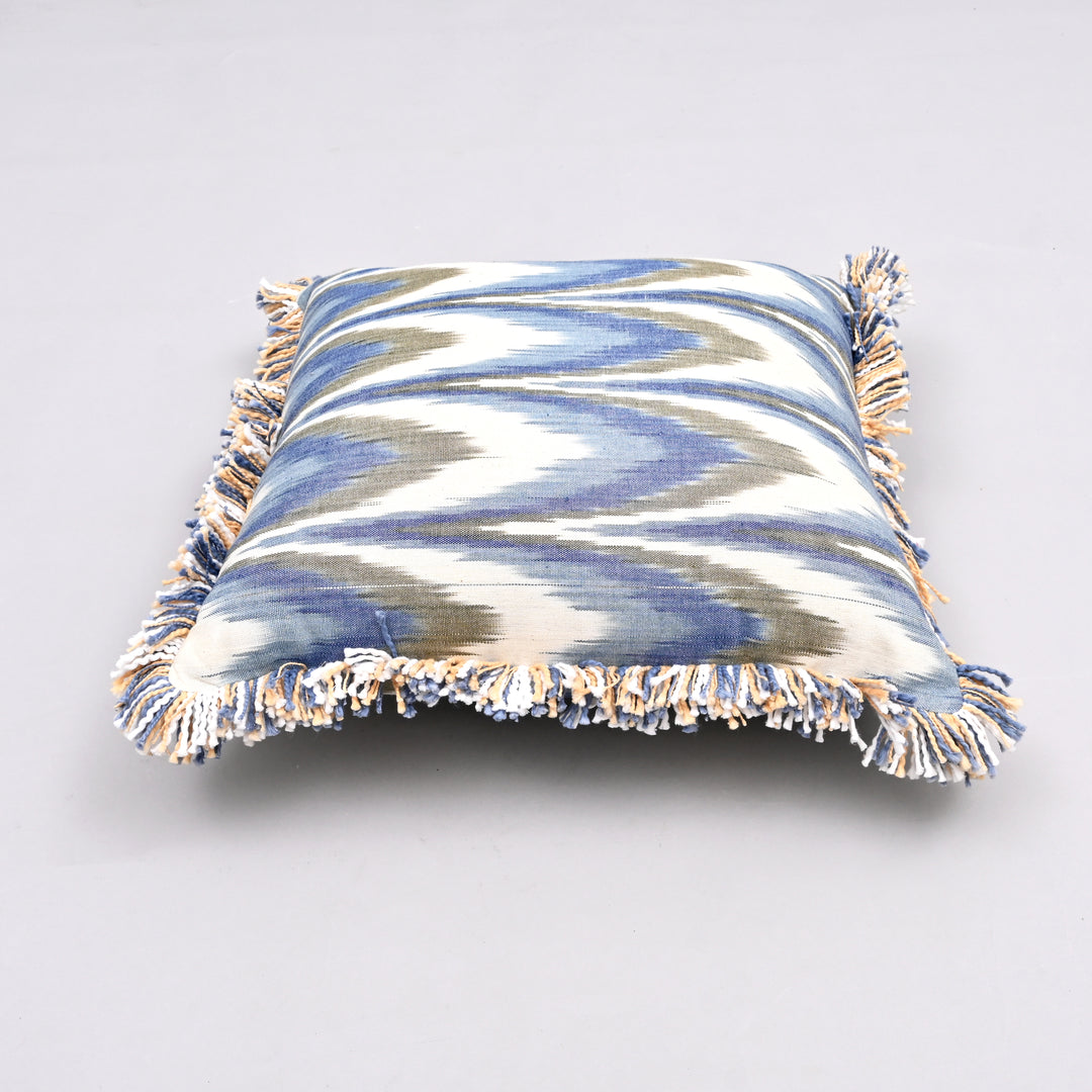 Blue Horizon Hillock Pillow Cover | Handwoven 18x18 Eco-Silk Serenity