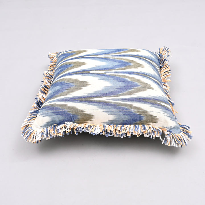 Blue Horizon Hillock Pillow Cover | Handwoven 18x18 Eco-Silk Serenity