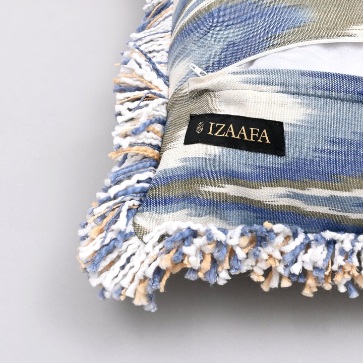 Blue Horizon Hillock Pillow Cover | Handwoven 18x18 Eco-Silk Serenity