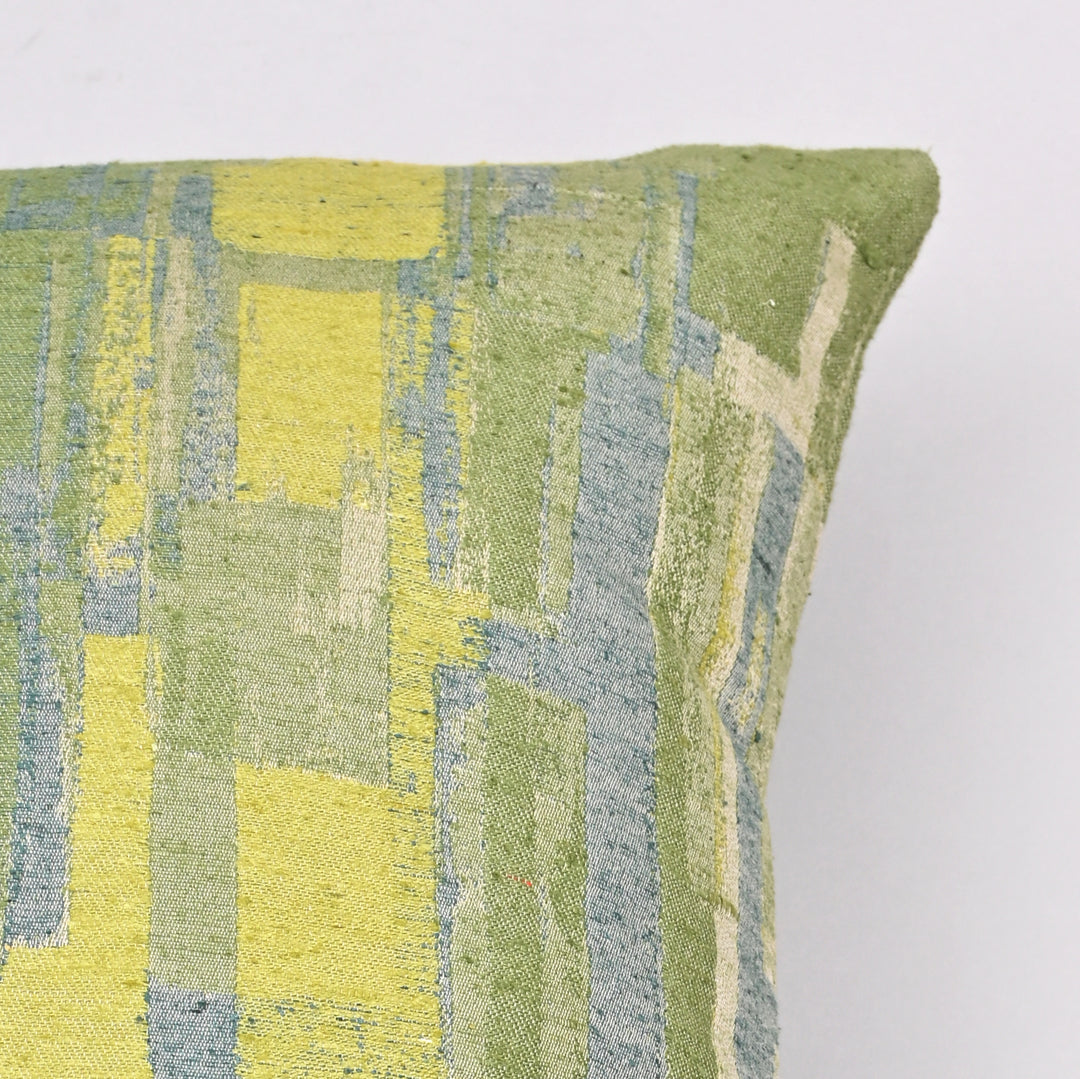 Jagged Journey Silk & Cotton Pillow Cover | Hand-Embroidered 20x20 Bold Design