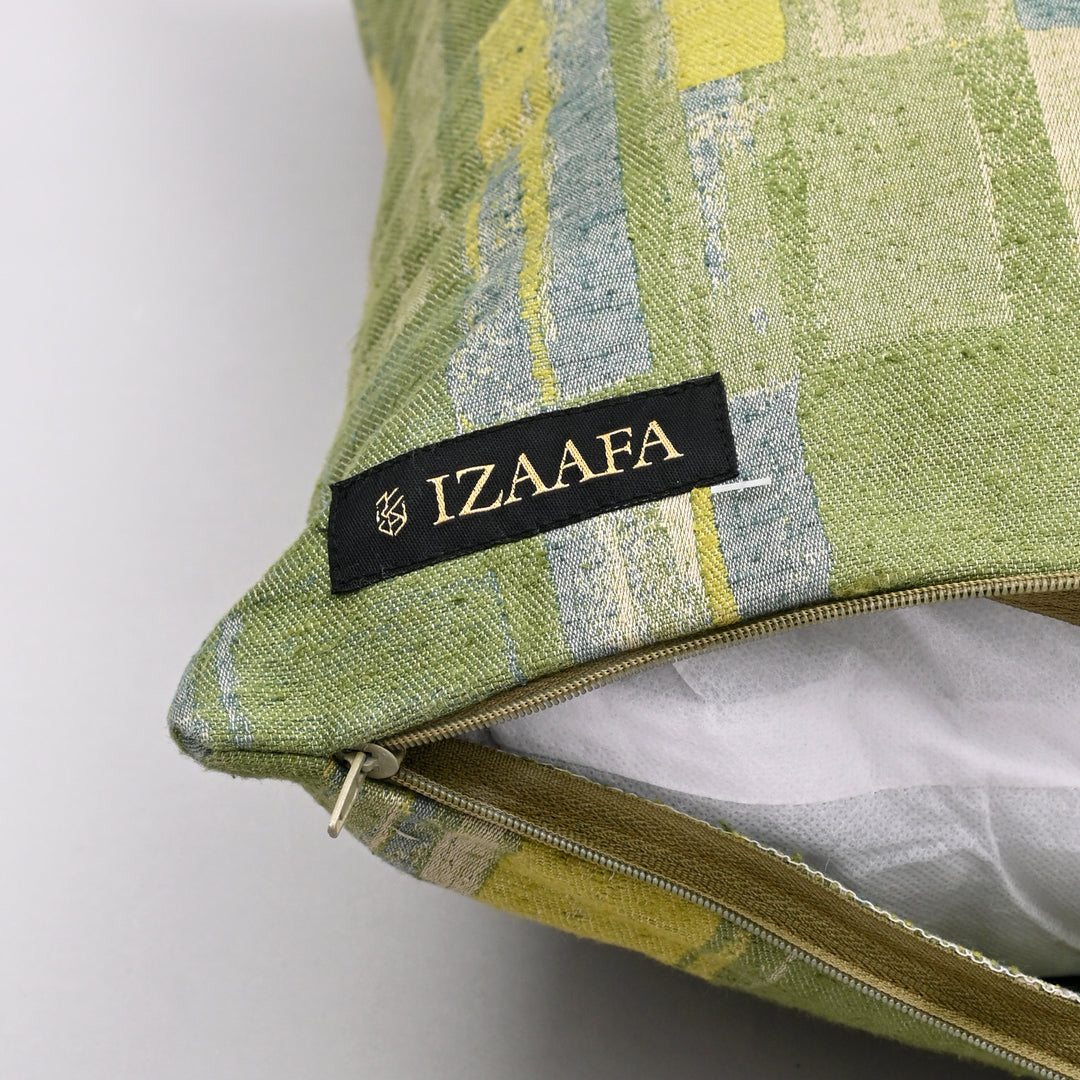 Jagged Journey Silk & Cotton Pillow Cover | Hand-Embroidered 20x20 Bold Design