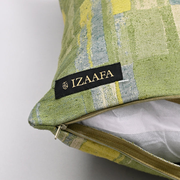 Jagged Journey Silk & Cotton Pillow Cover | Hand-Embroidered 20x20 Bold Design