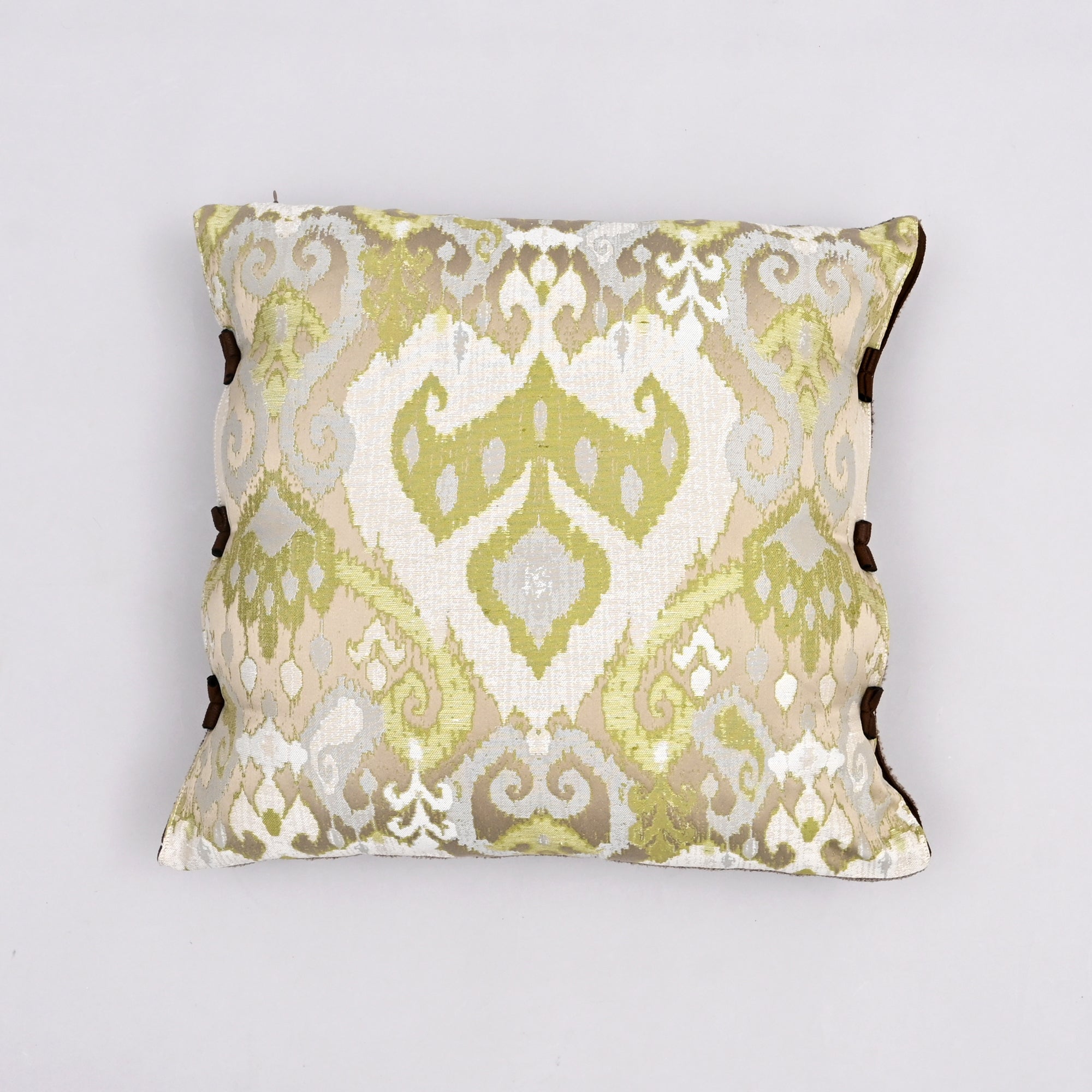Evergreen Fenmore Silk Pillow Cover | Handcrafted 20x20 Ikat Leather Luxury
