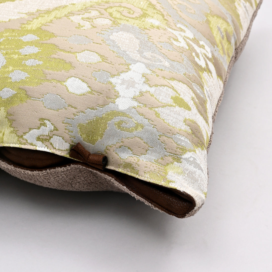 Evergreen Fenmore Silk Pillow Cover | Handcrafted 20x20 Ikat Leather Luxury