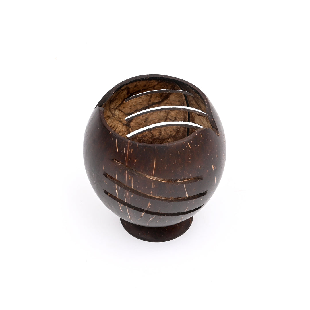 Hand-Carved Coconut Candle Holder